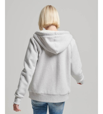 Superdry Hoodie met ritssluiting en fleece voering Essential grijs