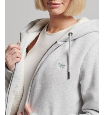 Superdry Hoodie met ritssluiting en fleece voering Essential grijs