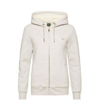 Superdry Sudadera con capucha cremallera y forro de borreguillo Essential gris