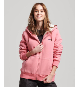 Superdry Sweat  capuche avec fermeture clair et doublure en polaire Rose essentiel