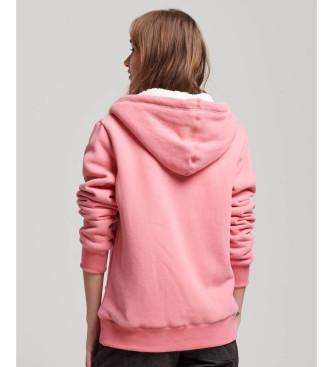 Superdry Casaco com capuz com fecho de correr e forro polar Essential rosa