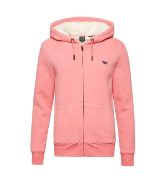 Superdry Casaco com capuz com fecho de correr e forro polar Essential rosa