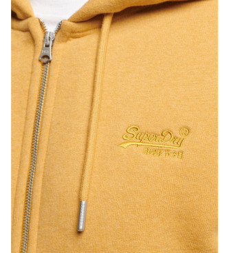 Superdry Essential mosterd hoodie met rits en logo Essential mosterd