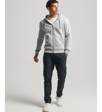 Superdry Hooded sweatshirt with zip and logo Essential grey