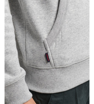 Superdry Hooded sweatshirt met rits en logo Essential grijs