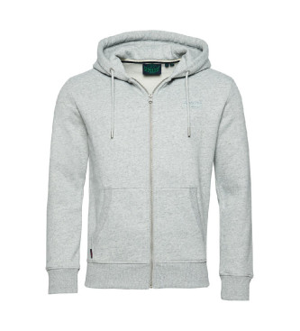 Superdry Hooded sweatshirt with zip and logo Essential grey