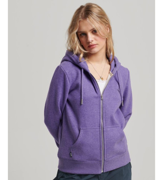 Superdry Sudadera con capucha, cremallera y logo Essential lila