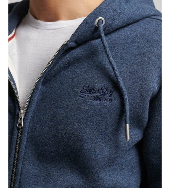 Superdry Hooded sweatshirt with zip and logo Essential Navy