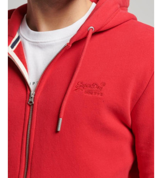 Superdry Mikina s kapuco, zadrgo in logotipom Essential red