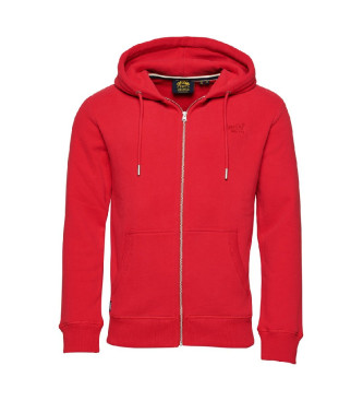 Superdry Hooded sweatshirt met rits en logo Essential rood