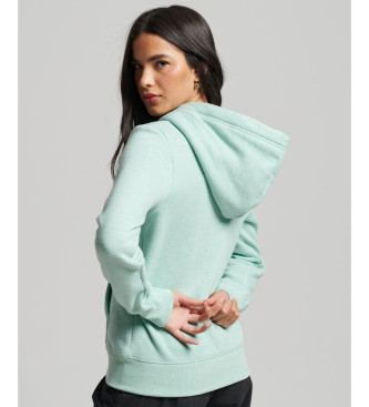 Superdry Essentile turquoise sweater met capuchon, ritssluiting en logo