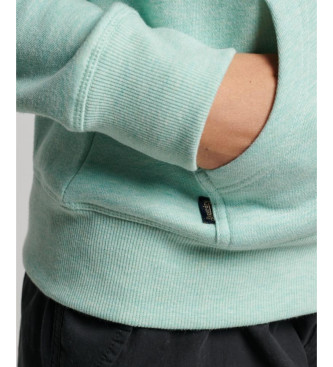 Superdry Essentile turquoise sweater met capuchon, ritssluiting en logo