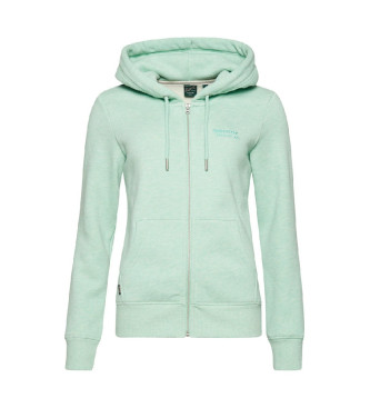 Superdry Essentile turquoise sweater met capuchon, ritssluiting en logo