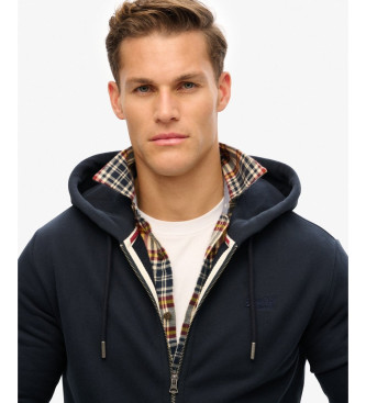 Superdry Sweatshirt mit Kapuze, Rei�verschluss und navyfarbenem Essential-Logo