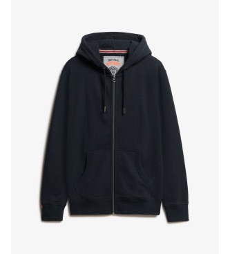 Superdry Sweatshirt mit Kapuze, Rei�verschluss und navyfarbenem Essential-Logo