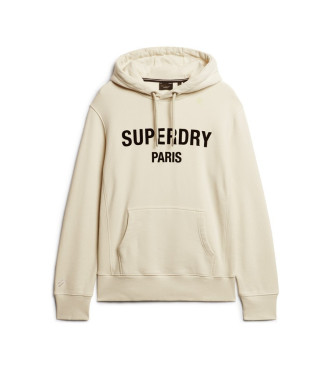 Superdry Luźna bluza z kapturem Luxury Sport beżowa