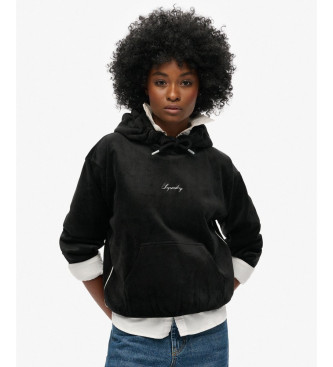 Superdry Sweat  capuche ample en velours Country Club noir