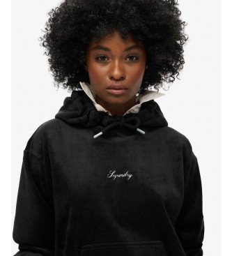 Superdry Sweat  capuche ample en velours Country Club noir