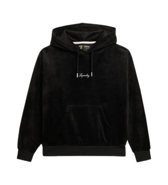 Superdry Sudadera con capucha de velvetn de corte holgado Country Club negro