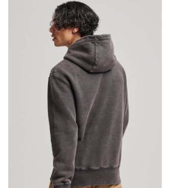 Superdry Vintage washed effect hoodie black