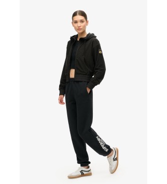 Superdry Športna bluza s kapuco Sport Tech mesh fleece hoodie črna