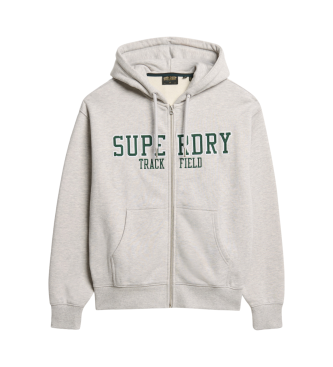 Superdry Boyfriend College grijs sweatshirt met capuchon en ritssluiting