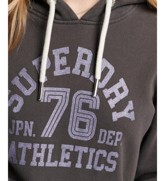 Superdry Czarna bluza z kapturem z grafiką Scripted College