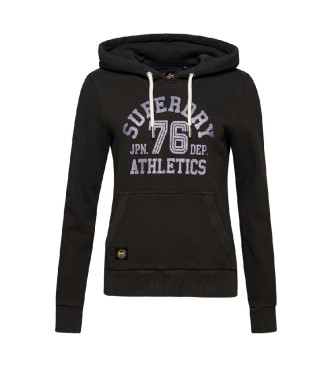 Superdry Scripted College grafisch sweatshirt met capuchon zwart