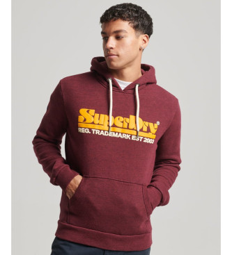 Superdry Camisola com capuz com logtipo dos anos 70 Retro Font em bordeaux