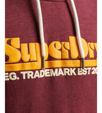 Superdry Hooded sweatshirt with 70s Retro Font burgundy logo