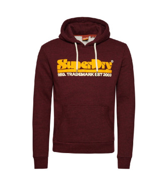 Superdry Hooded sweatshirt with 70s Retro Font burgundy logo