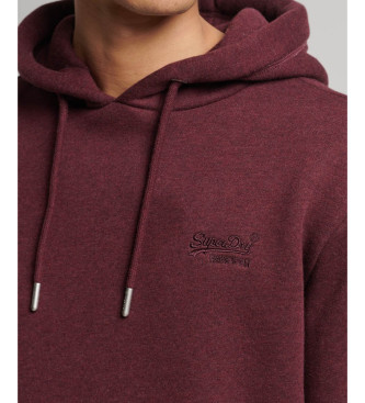 Superdry Sweatshirt med huva och logotyp Essential maroon