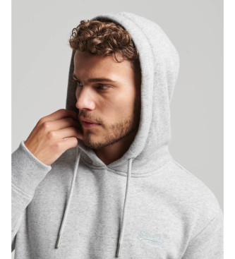 Superdry Sweatshirt med huva och logotyp Essential grey