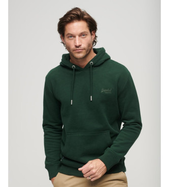 Superdry Mikina s kapuco in logotipom Essential green