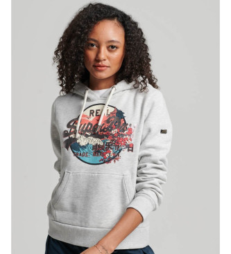 Superdry Hooded sweatshirt met Japans grafisch logo Vintage grijs