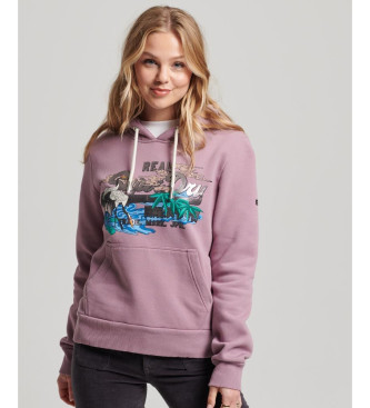 Superdry Sweat  capuche avec logo graphique japonais Vintage lilas