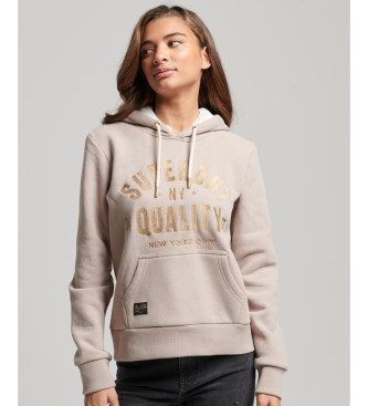 Superdry Sweatshirt com capuz e logtipo metlico Cinzento Luxe