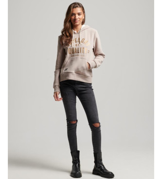 Superdry Sweatshirt com capuz e logtipo metlico Cinzento Luxe