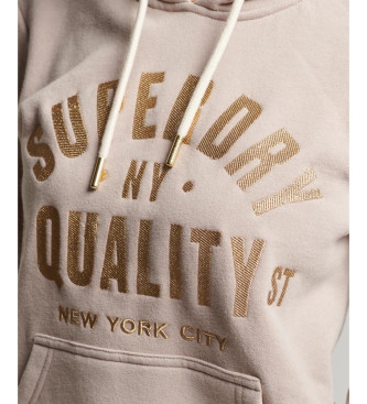 Superdry Sweatshirt com capuz e logtipo metlico Cinzento Luxe