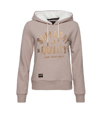 Superdry Sweatshirt com capuz e logtipo metlico Cinzento Luxe