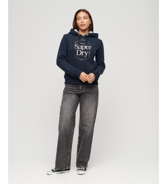 Superdry Hooded sweatshirt with metallic Luxe navy logo