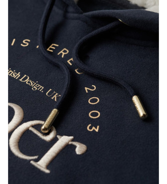 Superdry Sweatshirt com capuz e logtipo Luxe navy metlico