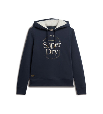 Superdry Bluza z kapturem i metalicznym logo Luxe navy