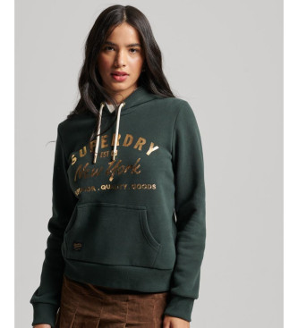 Superdry Sweatshirt mit Kapuze und metallischem Luxe-Logo in Grn