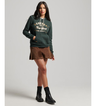 Superdry Sweatshirt com capuz e logtipo Luxe metlico em verde