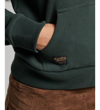 Superdry Felpa con cappuccio verde Luxe con logo metallizzato