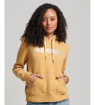 Superdry Mustard Metallic Core hoodie with logo