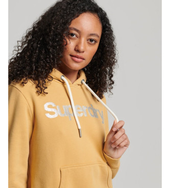 Superdry Mustard Metallic Core hoodie with logo