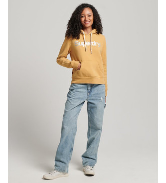 Superdry Mustard Metallic Core hoodie with logo