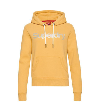 Superdry Mustard Metallic Core hoodie with logo